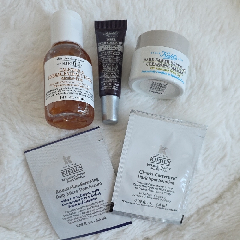 Kiehl's Skincare Collection with White, Brown, and Gray Packaging